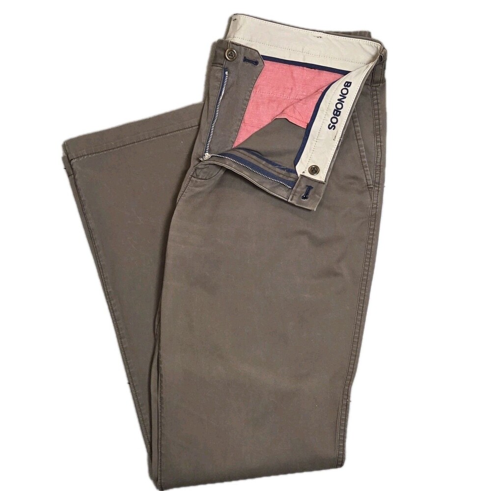 Bonobos Original Stretch Washed Chino Pants Mens Size 35 x 34 Brown Straight Fit